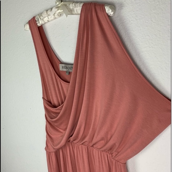 REMAIN Romantic Blush Asymmetrical Wrap style rich blush pink stretch Dress Sz L - Picture 6 of 10